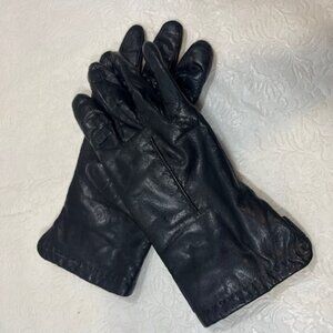 VTG Real Fur Lined Soft Leather Gloves Black Size: Sm-Med
